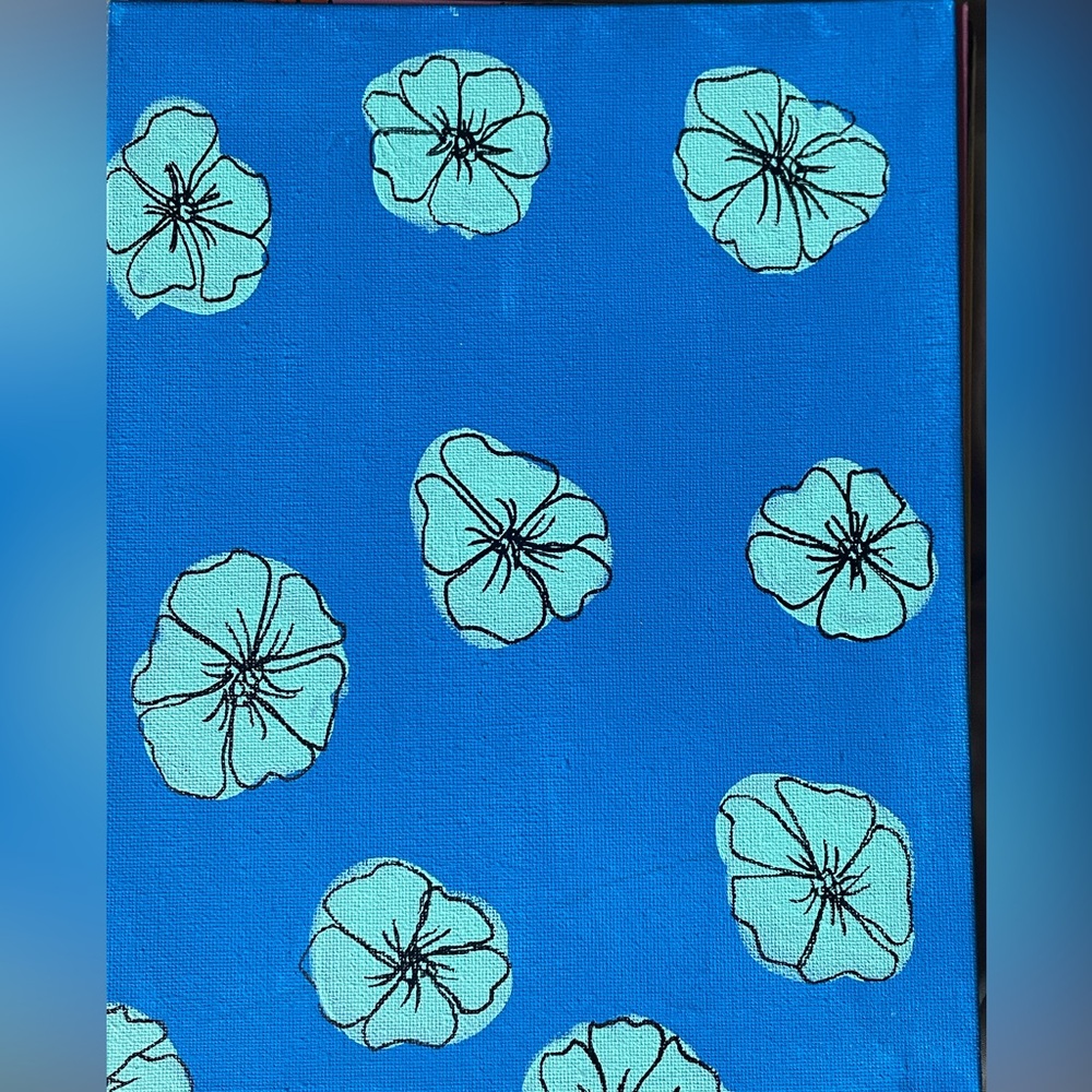 Blue floral painting